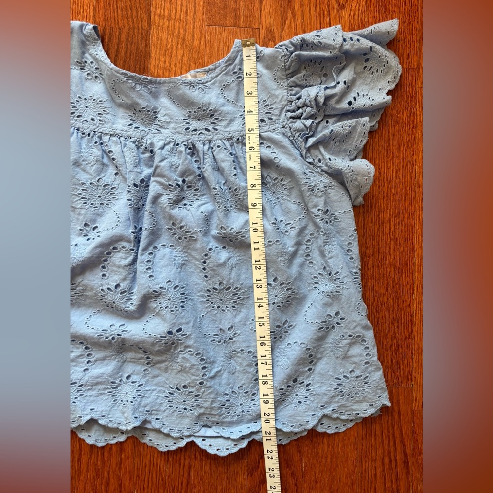 Catherine Malandrino- women’s Blue Eyelet Ruffle Sleeve Top, lined, size XL - Picture 10 of 10